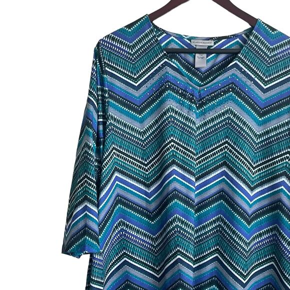 Catherines Women Tunic Top 1X Gem Detail‎ Casual Stretch Lagenlook Office Travel - Picture 6 of 11